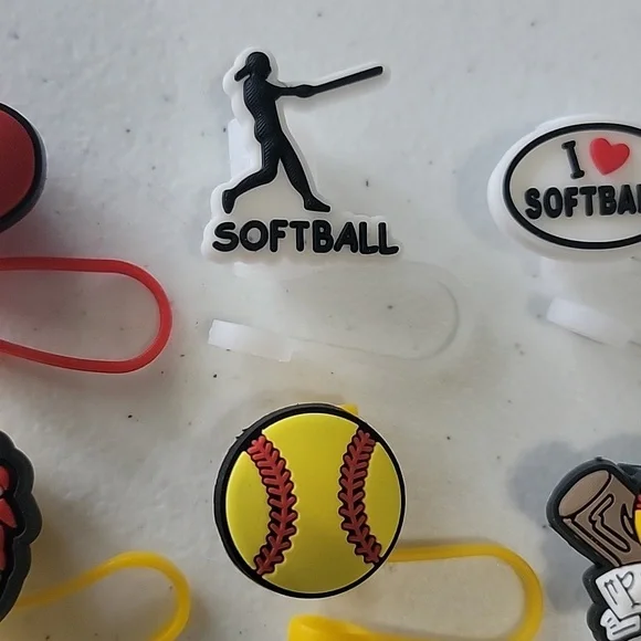 Softball Straw Toppers - Picture 4 of 6